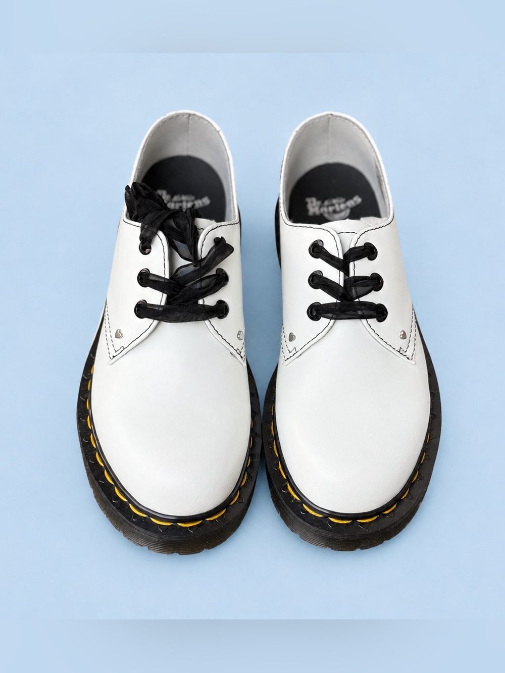 Dr. Martens 1461 Hearts White and Black with Chunky Sole